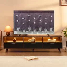 QSTED Floral Basket Embroidered Fabric Cover for 28 inch LCD/LED TV - WINE KUNJA 28 B image 1