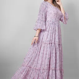 houseofcommon Printed Georgette Stitched Flared/A-line Gown image 3