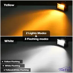 fabtec 4 Inch 19 LED Yellow White Flasher LED Flood Beam Bar Fog Lamp Motorbike LED (12 V, 25 W) image 3