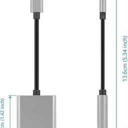 ELECOVER Silver Silver Type C to 3.5mm Aux Headphone Splitter Adapter Jack & Charging Converter Phone Converter image 2