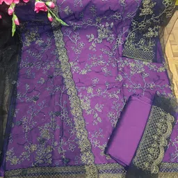 dealbazaars corporation Semi Stitched Net/Lace Kurta & Palazzo Material Dyed, Embroidered, Embellished, Self Design image 3