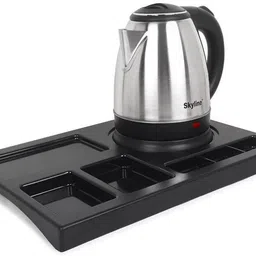 hospitality Electric Kettle Tray Square, Size: 16"x12"x1.5" Black Glass Tray Set image 4