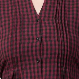 hive91 Casual Regular Sleeves Checkered Women Maroon Top image 4