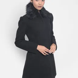 crimsoune club Wool Blend Self Design Coat For Women image 3