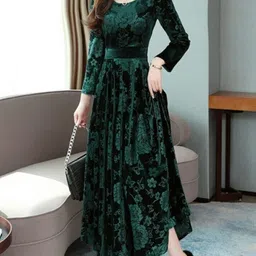 kalki fashion Women A-line Green Maxi/Full Length Dress image 3