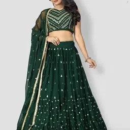 fesqvi Embroidered Semi Stitched Lehenga Choli-picture-16