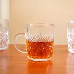 nestasia Pack of 6 Glass Vintage Embossed Mugs Set image 5