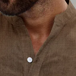 leriya fashion Men Self Design, Solid Linen Blend Straight Kurta image 4