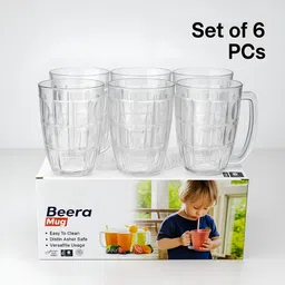 Multipurpose | Unbreakable Transparent Glass Look Plastic Beer Mug-image-25