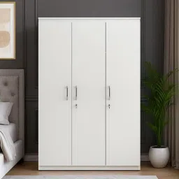 mintwud from pepperfry Magnus 3 Door Wardrobe in Mist White Finish With Drawer-picture-25