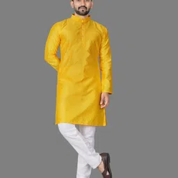 dhasu trendz Pack of 2 Men Solid Jacquard, Cotton Blend Straight Kurta image 2