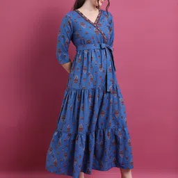 vishudh Women Maxi Blue, Red, Grey Full Length Dress image 3