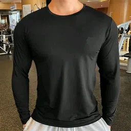 koolkuts Men Solid Round Neck Polyester Black T-Shirt image 1