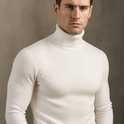 rufica Men Solid High Neck White Sweater-picture-39