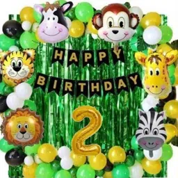 party breeze Solid jungle theme second 2nd year birthday decorations items kit combo set Balloon-picture-13