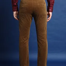 hancock Men Slim Fit Brown Cotton Blend Trousers image 2