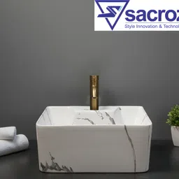 sacroz Ceramic Rectangular Countertop Wash Basin with Single Tap Hole MS-914 Table Top Basin-picture-19