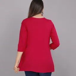 naiwal creation Casual Regular Sleeves Embroidered Women Red Top image 2