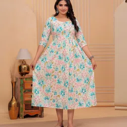 baliye Women Floral Print Viscose Rayon Anarkali Kurta image 3