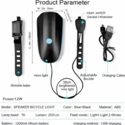 rebound 2-in-1 USB Rechargeable Bicycle Horn Light Bell image 3