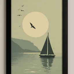mishra Minimalist Sailboat Wall Art – Modern Framed Nautical Artwork (Black Frame) 13 inch Photo-picture-29