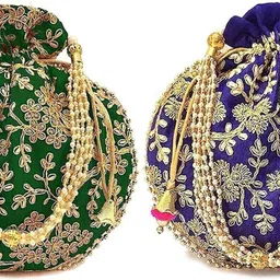 daily deals Women Blue, Green Potli image 1