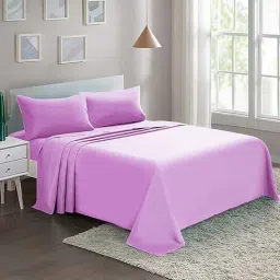 cazimo Purple Solid 220 TC Microfiber Queen Sized Bed Sheets with 2 Pillow Covers-picture-26