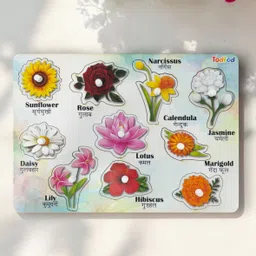 todfod Wooden Flower Shape Puzzle Toy Kids Learning Educational With Knob Board Game image 5