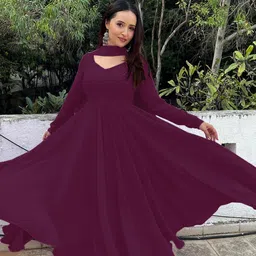 houseofcommon Solid Georgette Stitched Anarkali Gown-picture-10