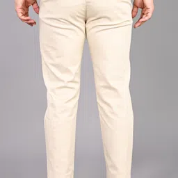 fubar Men Slim Fit Cream Cotton Blend Trousers image 2