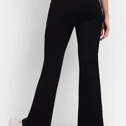 next one Women Flared Black Lycra Blend Trousers image 3