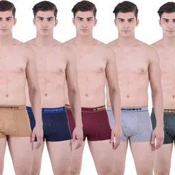 bigboss Pack of 5 Combed Cotton Double Pouch Support Solid Men Trunk image 1