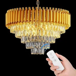 hsnayvid 600mm gold Bluetooth Remote Control Moving Chandelier @8 Chandelier Ceiling Lamp image 2