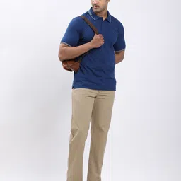 indian terrain Men Regular Fit Khaki Pure Cotton Trousers image 4