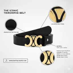 xelcis Women Casual, Evening, Formal, Party Black Genuine Leather Belt image 3