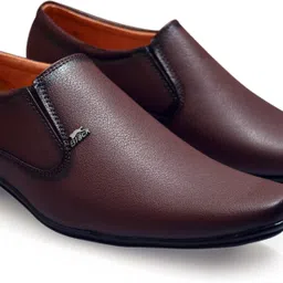 feetway Brown Office | Party | Wedding Extra Comfort Cushion Padded Insole Formal Shoes Slip On For Men image 3