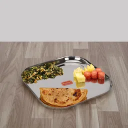 sumeet Stainless Steel Big Square Shape Dinner Plate / Lunch - Meal Plate Set-3pcs,28cm Dinner Plate image 2