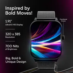 Fastrack Revoltt Classic 1.91 HD Display|700 Nits|Functional Crown|BT Calling|Premium Smartwatch image 2
