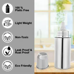 laserbot FEEDING BOTTLE STEEL Hard Spout Sipper Milk Feeding Non toxic & rust proof image 2