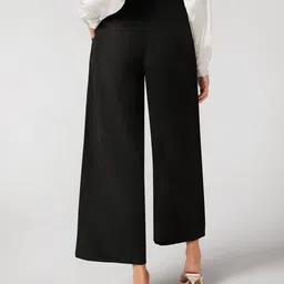 kotty Women Flared Black Viscose Rayon Trousers image 2