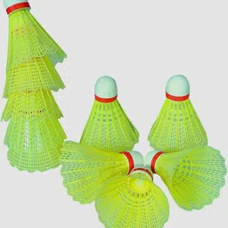 gols Plastic Suttlecock Plastic Shuttle - Yellow, White-picture-16