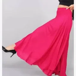 smalltry Women Solid Flared Pink Skirt image 3