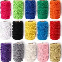 ryukinx 15 Rolls Macrame Cord, 4mm x 20-20 Meter Natural Cotton Rope,Twisted Soft Cotton-picture-42