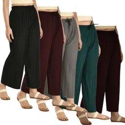 abd store Pack of 5 Women Regular Fit Multicolor Lycra Blend Trousers-picture-19