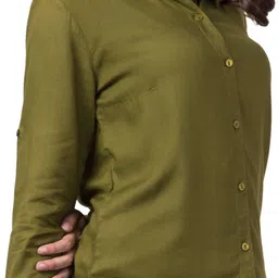 funday fashion Women Regular Fit Solid Spread Collar Casual Shirt image 4