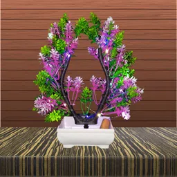 ccs Fancy Artificial Flowers For Home Decoration Green, Pink Wild Flower Artificial Flower with Pot image 4
