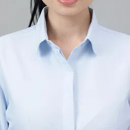 english navy Women Regular Fit Solid Spread Collar Formal Shirt image 4