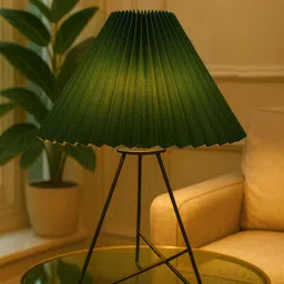 Retro Wire Base Table Lamp, Pleated Green Shade for Bedroom & Living Room Table Lamp-image-9