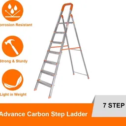eskai india 7 Step With Heavy Platform Aluminium Finish Ladder (5 Years Warranty) Big Foot Aluminium, Steel, Plastic Ladder image 4