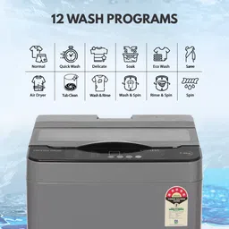 onida 7.5 kg 5 Star With Hexa Crystal Drum Technology Fully Automatic Top Load Black, Grey image 4